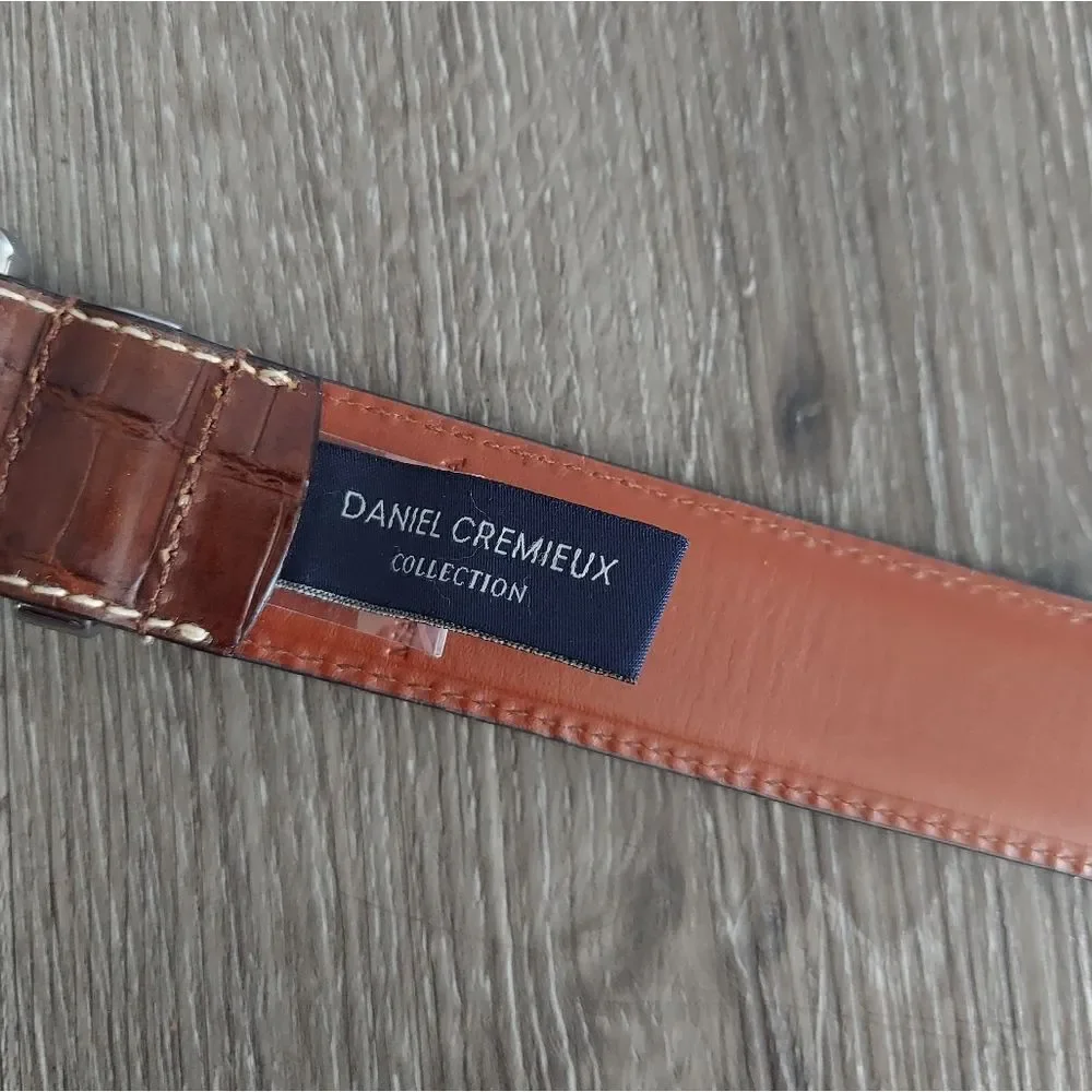 Daniel Cremieux Italian Full Grain Leather Croc Embossed Belt Size 34